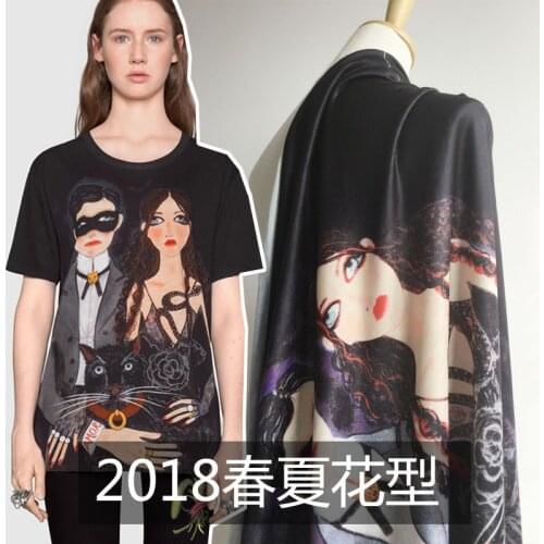 2018 New Patterns for Spring/Summer Figures Pattern Knit Digital Print Cloth Fashion Fabric Factory Direct Sales