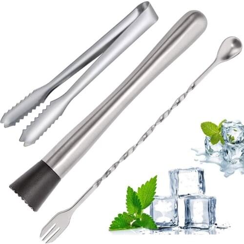 Stainless Steel Cocktail Bartending Set Bar Tools Spoon Ice Clip Broken Popsicle Wine Kit Stirring Spoon Barware Accessories