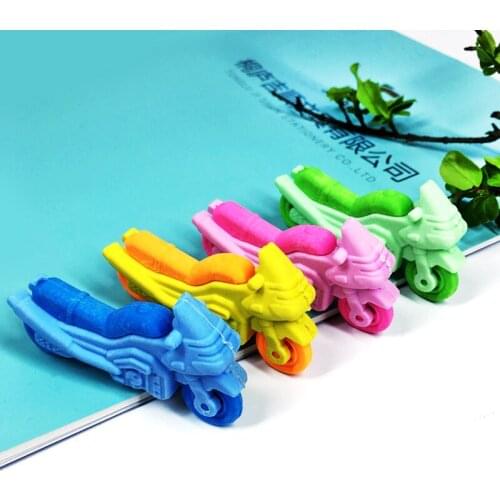 24 pcs Creative cartoon motorcycle eraser student stationery erasers for kids stationery for school
