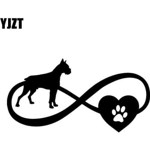 YJZT 17.7X9.2CM Car Sticker Boxer Dog Love Heart Pet Vinyl Decal Window Bumper Black/Silver C24-1175