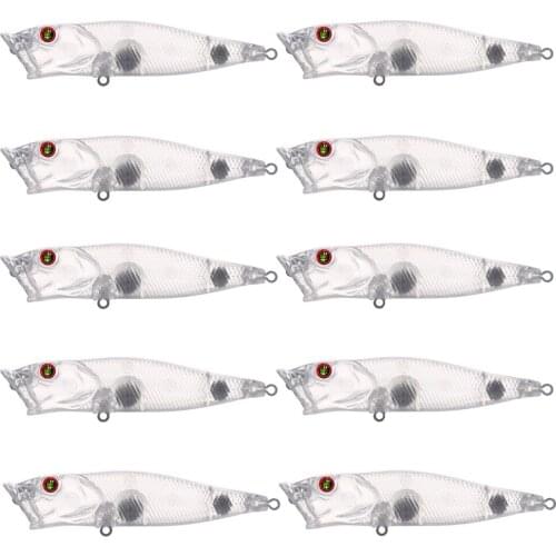 25 Pieces Unpainted Fishing Lures 9cm 10.8g DIY Blank Hard Plastic Poppers Transparent Topwater Baits with 3D Fish Eyes Tackle