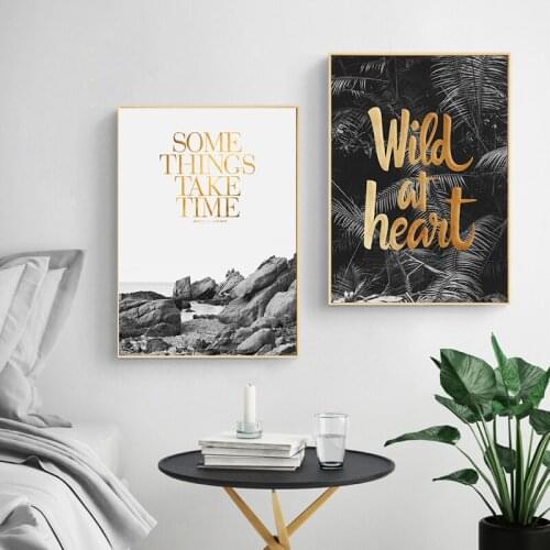 Nordic Simple Landscape Plants with Text English Creative Living Room Bedroom Decorative Painting canvas painting poster Wall