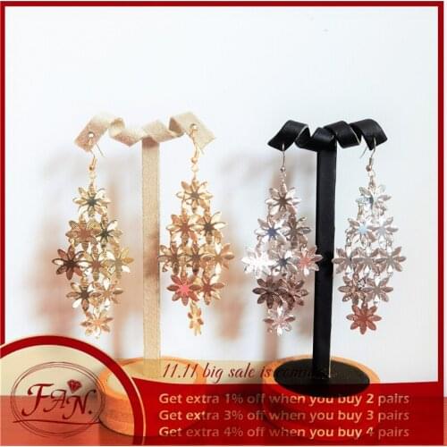 2021 New Hot Sale Nice Gift for Girl & Women Stylish Golden & Silver Color Multi-level Snowflake Style Fashion Big Drop Earrings