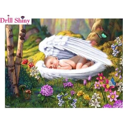 New 5D DIY Diamond Painting baby angel Scenic Embroidery Full Square Diamond Cross Stitch Rhinestone Mosaic Painting decor