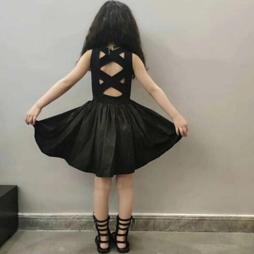 3 To 10 Years, Fashion Elegant Baby Dress 2021 New Kids Summer Dress Toddler Black Patchwork Dress Children Clothes,#6199