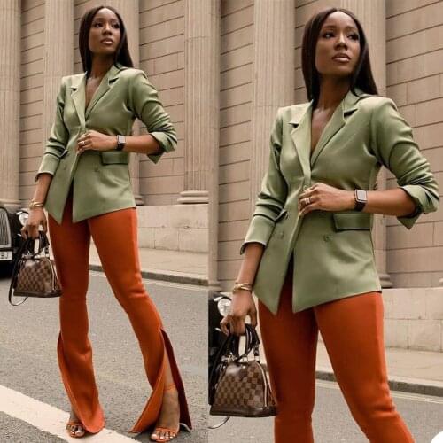 New Designed Women Blazer Notched Lapel Elegant Jacket Double Breasted Vintage Office Lady Daily Casual Coat 1 Pieces