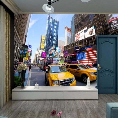 Custom New York City Taxi Wall House Living Room Bedroom Decoration Stickers Decor Decal Wallpaper Retro Background Murals Rolls