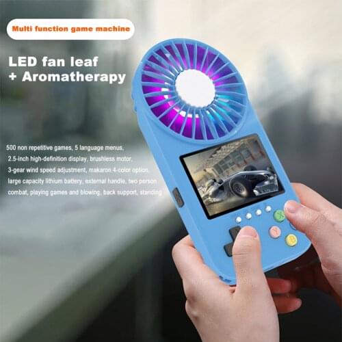 Handheld Luminous Fans Electric Retro Portable 400 in1 Mini Screen Game Console Summer Cooling Fan w/ Lanyard Kids Gaming Player