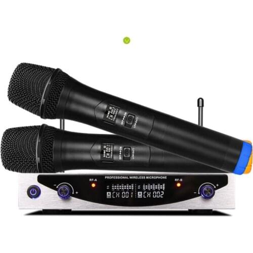 Newest UHF Dual Wireless Microphone Portable Computer Microphone Sound Card Studio Recording TV Box Audio Mixer Speaker MU-899