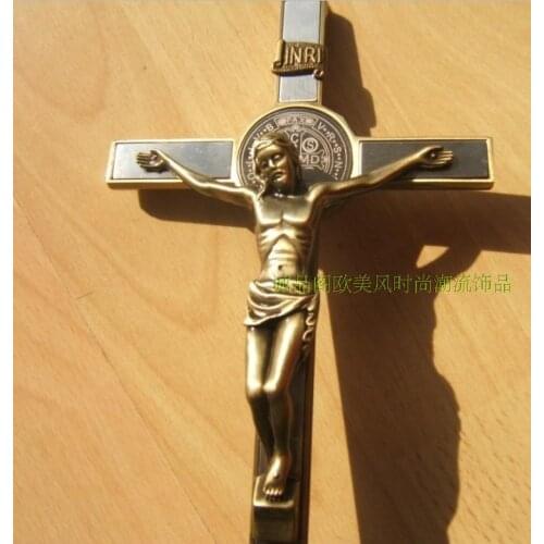 Jesus Kirsite Crucifix Pendant Catholic Holy Christian Emmanuel Christ Jesu cross iesus about 23*13CM