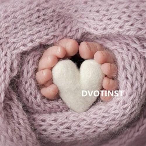 Dvotinst Newborn Photography Props Wool Love Heart Shape Prop Tiny Baby Photo Shoot Handmade Fotografia Bebe Studio Accessories