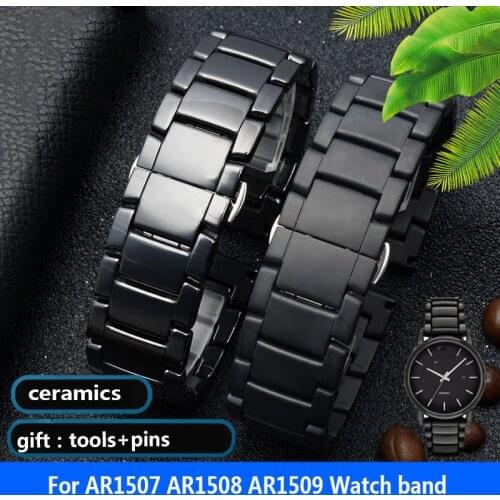 High quality Ceramic watchband for AR1507 AR1508 AR1508 Samsung Galaxy watch S3 gear 46mm watch bracelet straps 22mm