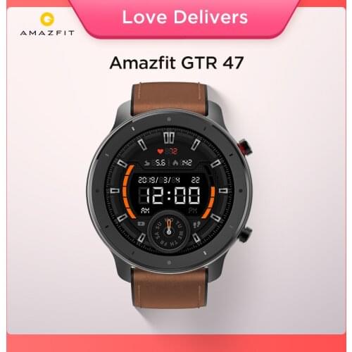 Global Version Amazfit GTR 47mm Smart Watch 5ATM Waterproof Smartwatch 24 Days Battery Music Control Leather Silicon Strap