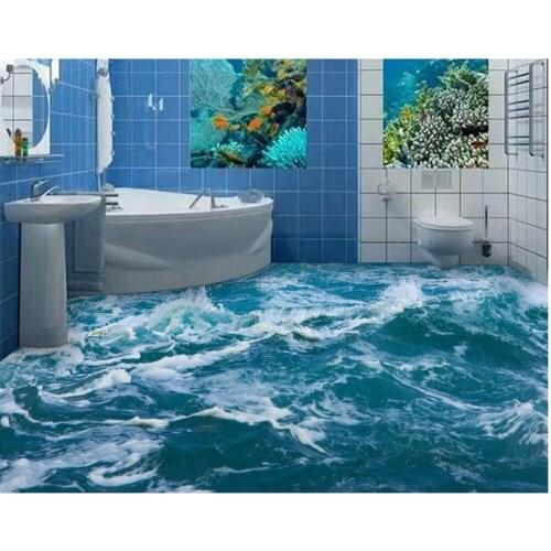 Waterproof floor mural painting Sea beach floor stickers Waterproof floor mural painting Custom Photo self-adhesive 3D floor
