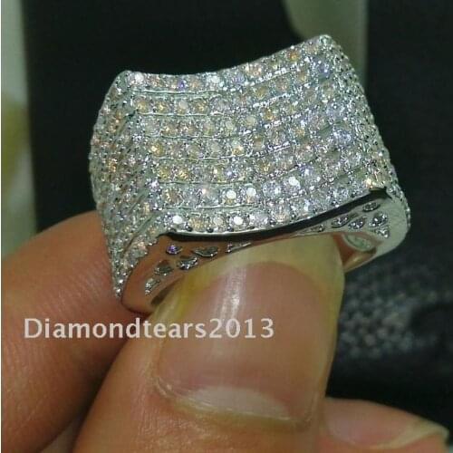 Size 6-10 Fashion jewelry 10kt white gold filled Clear AAA CZ Zirconia Simulated stones Women wedding Band Ring gift