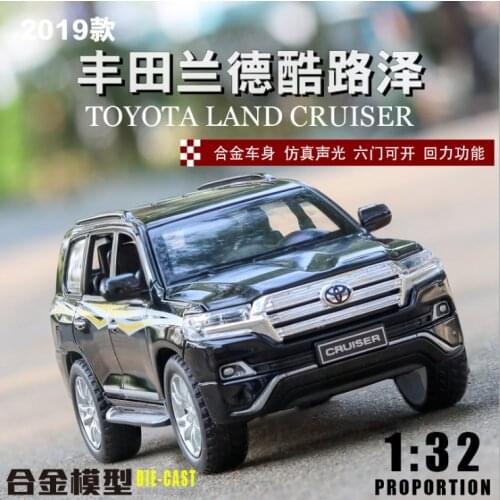 1: 32 Simulation Toyota Land Cruiser Alloy Car Model Childrens Sound and Light Toy Car Birthday Gift for New Year