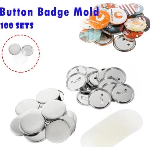 100Pcs/set Blank Badge Pinback Button Parts Supplies for Clothes/Handbag Decor School DIY Crafts Materials 32/37/44/50/58/75MM