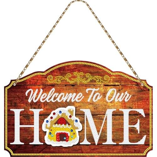 12pcs 5D DIY Special Shape Drill Rhinestone Hanging Tag Partial Diamond Painting Door Pendant Welcome Home Wall Art Decor Craft