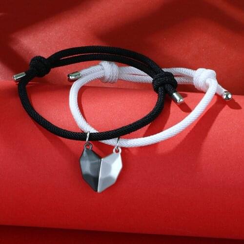 2 PCS/Set Magnet Bracelet For Couple Heart Dolphin Geometric Magnetic Matching Bracelet Women Men Rope Friendship Jewelry Gifts