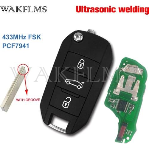 3 Buttons 433MHz PCF7941 ID46 HU83 Remote Key for Peugeot 508 208 2008 201 208 2008 408 4008 5008 HELLA 5FA010 353-20