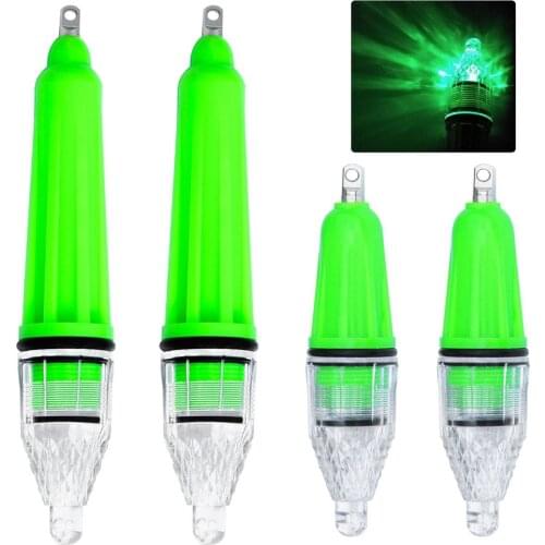 4pcs Fishing Light Green LED Underwater Super Waterproof Night Fishing Light Lure for Attracting Bait and Fish Deep Drop