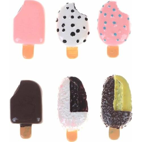 5Pcs 1/12 1/6 Resin Dollhouse Miniature Popsicle Ice Cream Dolls Kitchen Accessories Simulation Toys for Kids Random Send