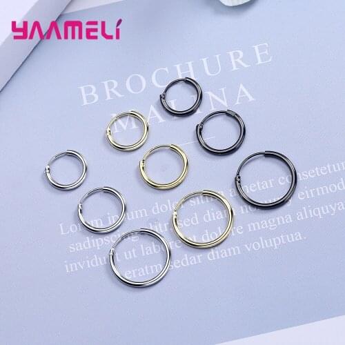 925 Sterling Silver Minimalist Thick Geometric Hoop Earrings For Women Fashion Punk Chunky Circle Statement Earrings