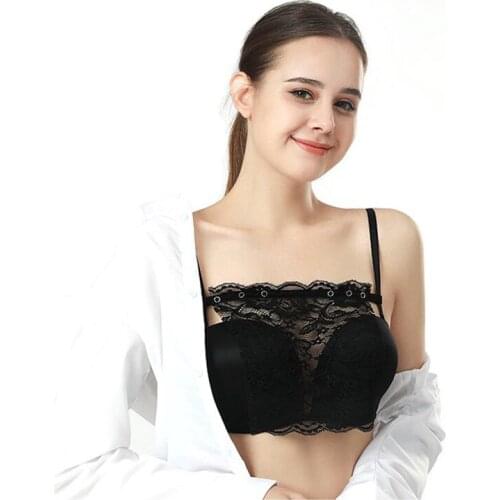 Anti-Glare Tube Top for Women Female One-Piece Lace Underwear Ladies Wrap Chest Girls Non-Marking Breast Cover