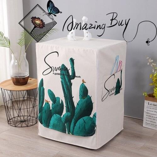 AmazingBuy House Accessories Washing Machine Cover Cotton Linen Waterproof Sunscreen Dryer Protective Case Laundry Rooler
