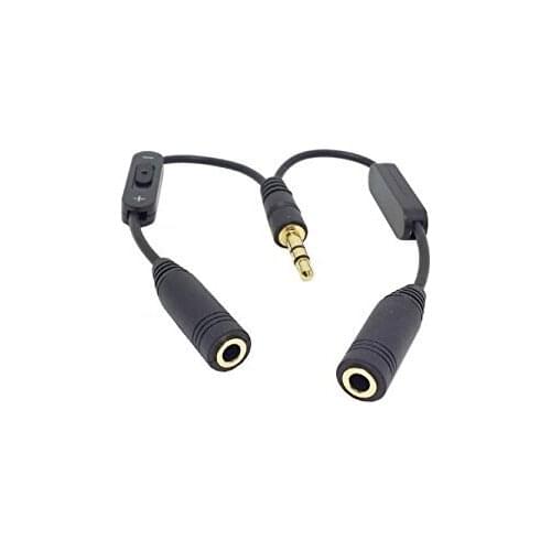 Black 3.5mm Stereo Male to Double 3.5mm Female Audio Headphone Y Splitter Cable with