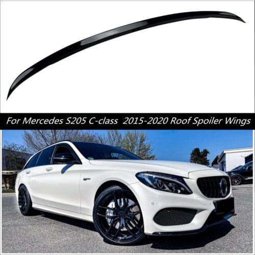 For Mercedes S205 C-class Wagon Hatchback 2015-2020 Roof Spoiler Wings Mercedes accessories Tail Spoiler Wings ABS Glossy Black