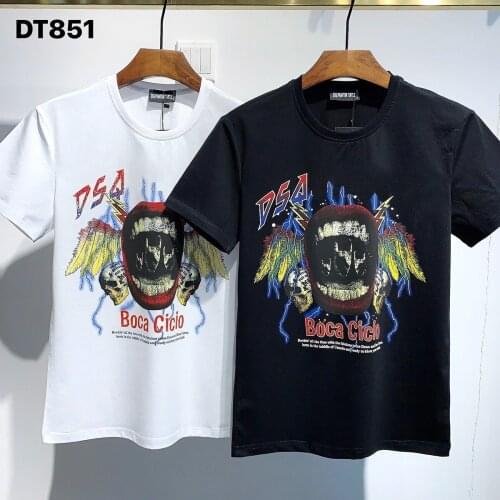DSQ PHANTOM TURTLE 2021summer new t-shirt men fashion print 100% cotton tees breathable quality tees DT851