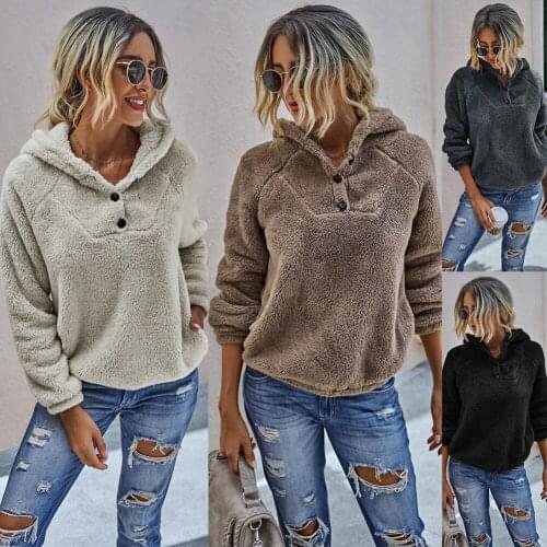 FNOCE autumn winter womens hoodie fashion casual streetwear solid hoodie long sleeve Plus velvet thickening Keep warm hoodies