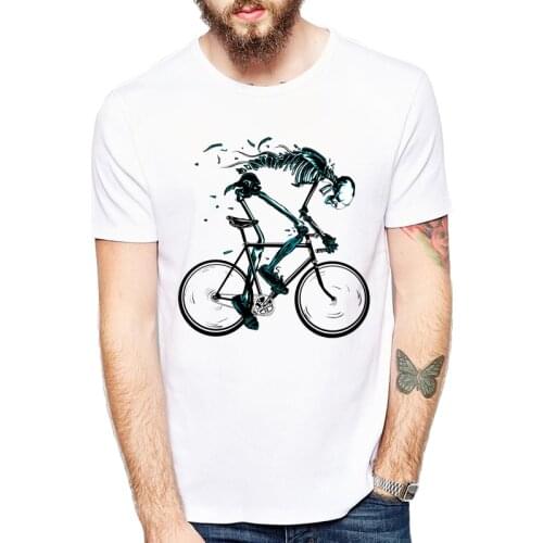 Worn out Bike Mens T-shirts Skeleton bicycle Short Sleeve Creative cycling art Tshirts Fashion Skull Desgin Top streetwear Tees