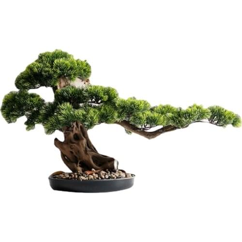 New Chinese Style Artificial Greeting Pine Root Carving Hotel Living Entrance Decoration Decoration Arborvitae Modeling Bonsai