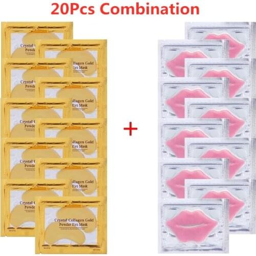20Pcs Crystal Collagen Gold Powder Eye Mask Anti-Aging Dark Circles Acne Beauty Patches For Eye Skin Care Korean Cosmetics