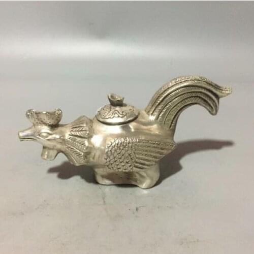 Collection Archaize White Copper Cock Teapot Crafts Statue