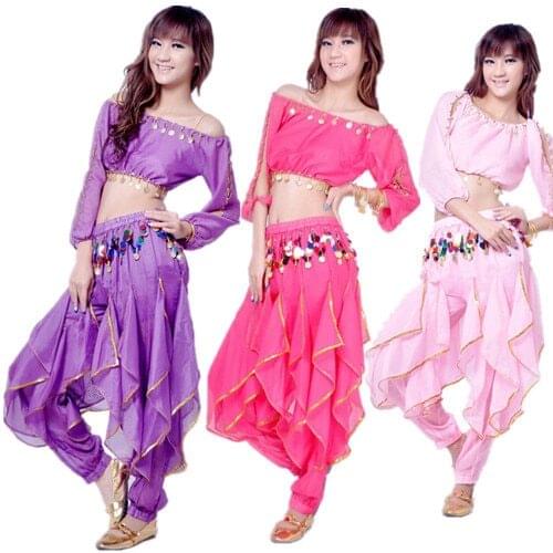 Belly dance set indian dance costume clothes lantern rotating long-sleeve pants twinset bellydance costume 8 colors S/M/L