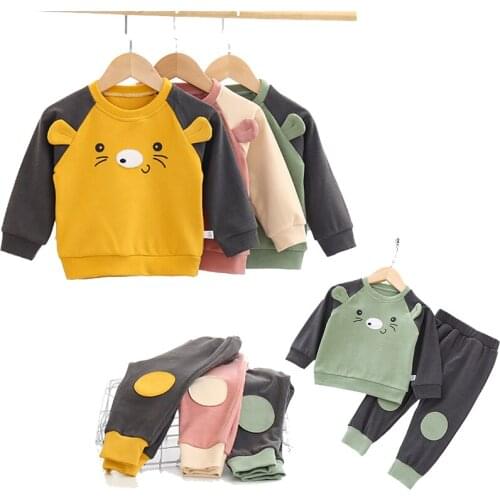 Girls Boys Clothes T-shirt Sweater Coat Tops Pants Children Cute Outfits Casual Shirts Pants 2Pcs Fashion Spring Autumn Clothing