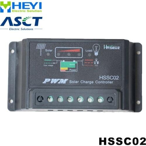 Solar Charge Controller HSSC02 12V / 24V 10A power intelligent controller 133*70*31 mm solar panel controller