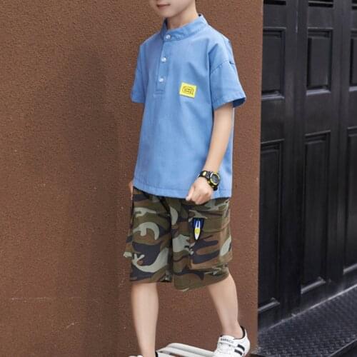 Summer Boys Clothing Set Teenage Kids Tracksuit Short Sleeves T-shirt And Shorts 2Pcs Sports Suit Children Boy Casual Outfits