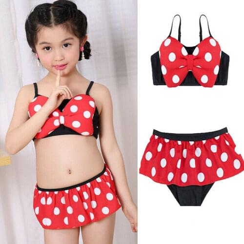 Cute 2020 Toddler Baby Girls Kids Swimsuit Bathing Dots Tankini Red Bikini Set Swimwear Beachwear