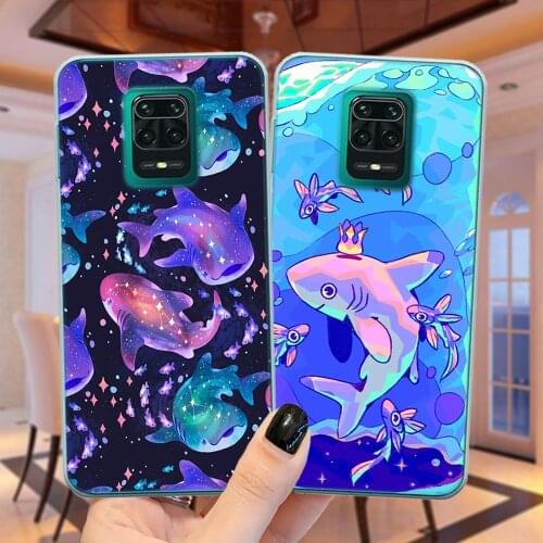 Cute Cosmic Whale Shark Case For Xiaomi Mi 10T Note 10 Lite Ultra Poco X3 NFC Redmi Note 9S 7 8 9 Pro 8T 9C Soft Silicone Cover