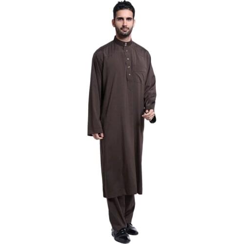 2020 Fashion Men Arab Kaftan Saudi Thobe Thoub Abaya Robe Daffah Dishdasha Muslim Clothing For Men Hot islamic clothing