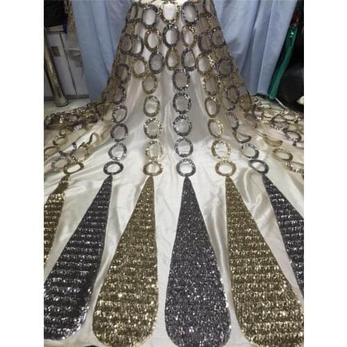 Fashion sequins YG-792 best quality embroidered african tulle mesh lace fabric for fashion show dress