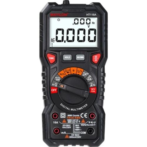 HT118 Professionele Hoge Nauwkeurige 6000 Telt 1000V Ac Dc Digitale Multimeter Ohm Hz Ncv Live C/F Duty multimetro Voltage Meter
