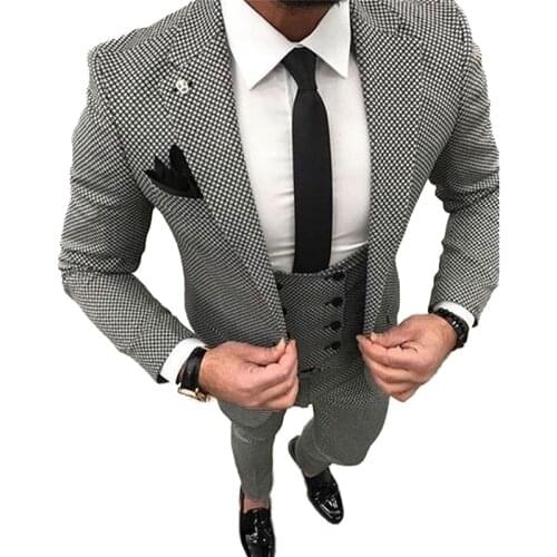 There Pieces Mans Suits For Wedding Groom Wear Best Man Wear Tuxedos Dinner Suits Wedding Dress Prom Dresses(Jacket+Pants+Vest)