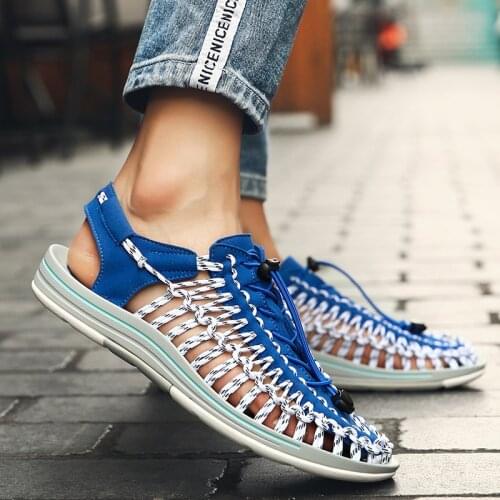 High Quality Handmade Weave Mens Shoes Designer Loafer Slip on Sandals Man Summer Soft Non-slip Beach Slide Casual Sandals