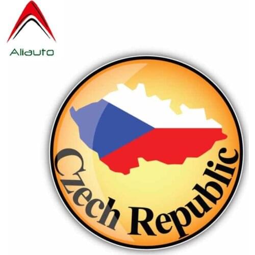 Aliauto Creative Car Sticker Czech Republic Flag Map Round Waterproof Sunscreen Anti-UV Reflective Decal Decoration,10cm*10cm