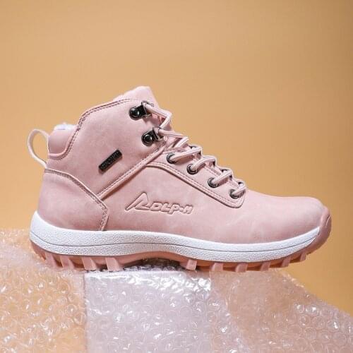 New Winter Women Boots High Quality Warm Fur Plush Sneakers Women Ankle Snow Boots Women Lace-up Ladies Shoes